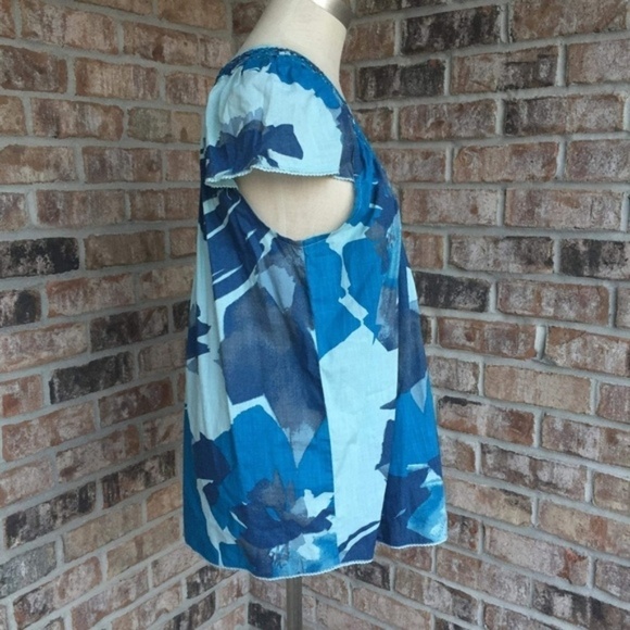 Calvin Klein 100% Cotton Cap Sleeves Print Top - Picture 3 of 6